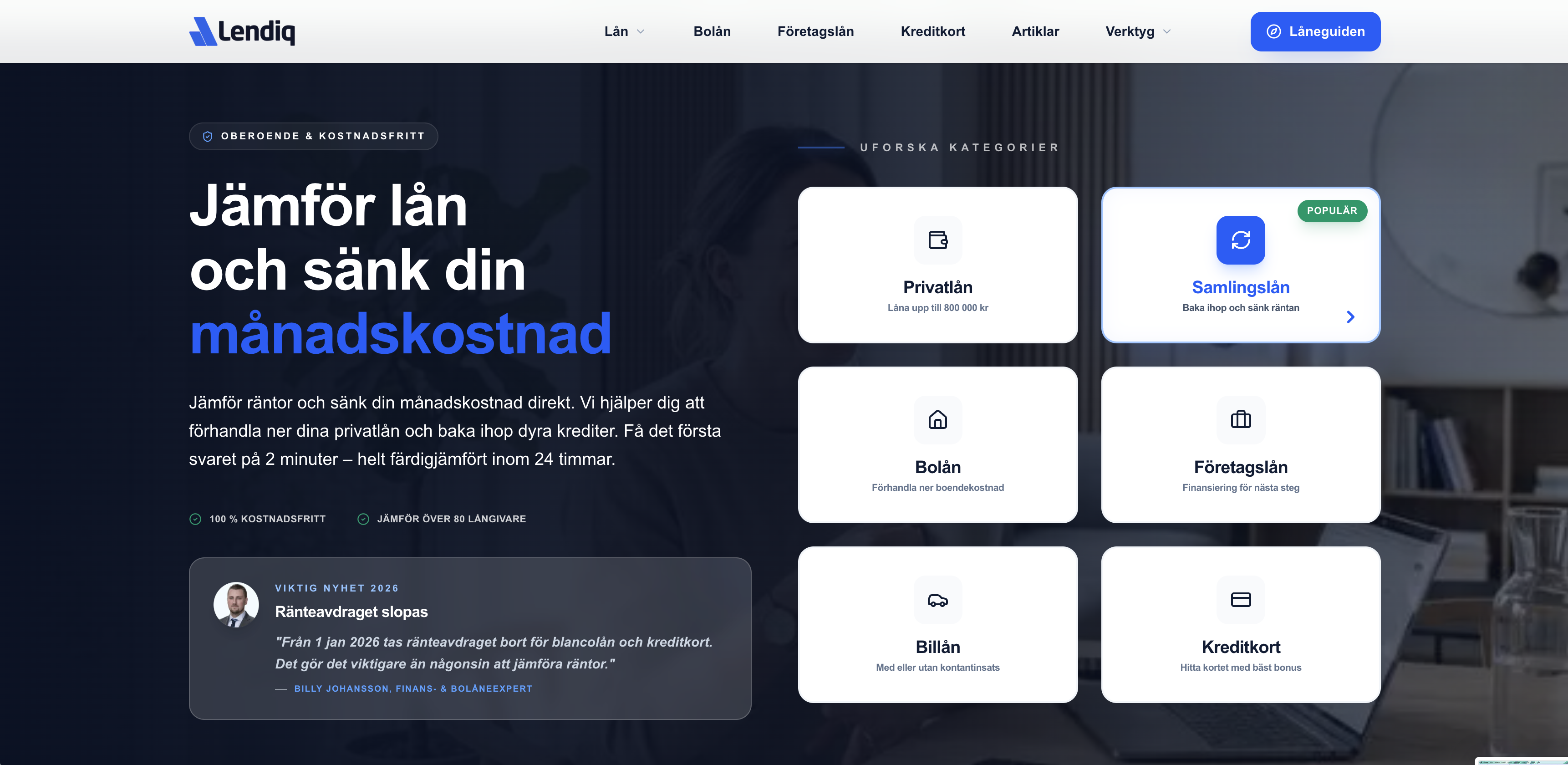 FinansHem platform interface.
